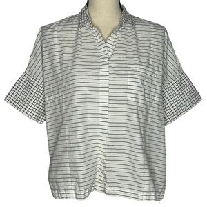 Madewell Black and White Striped Button Down Shirt